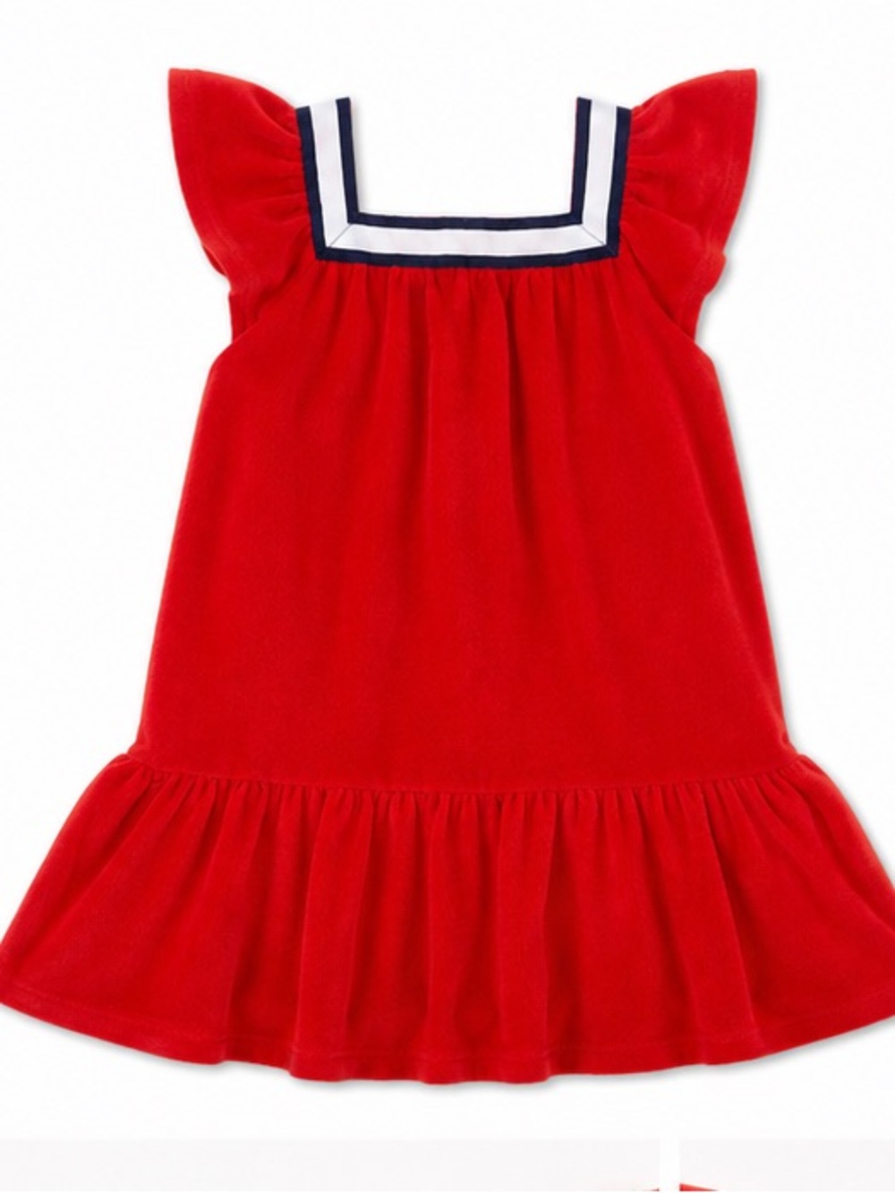 Like New Janie and Jack Patriotic Terry Cloth Sailor Dress Coastal Red Size 5